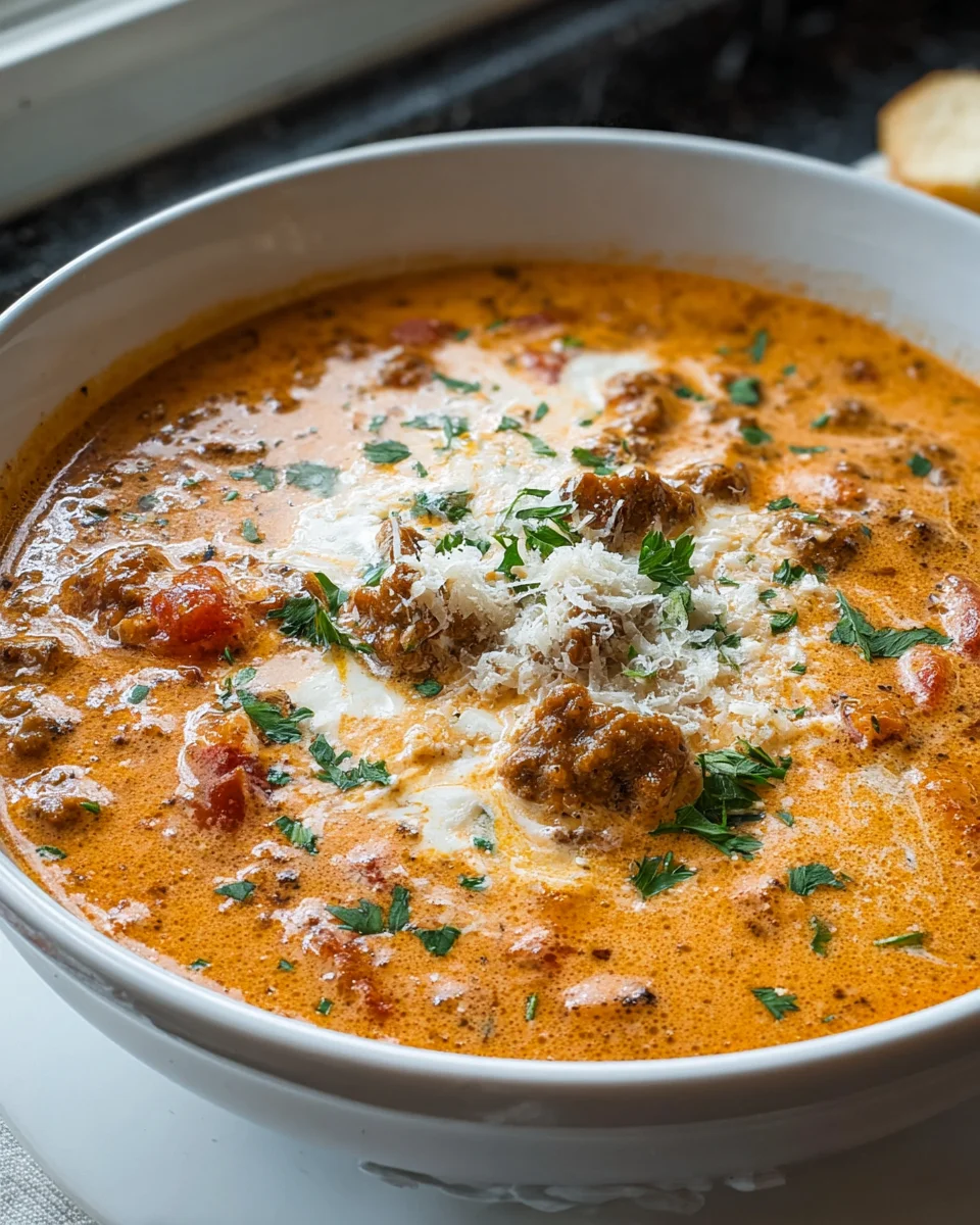 Delicious Beef Sausage Tomato Cream Cheese Soup Recipe