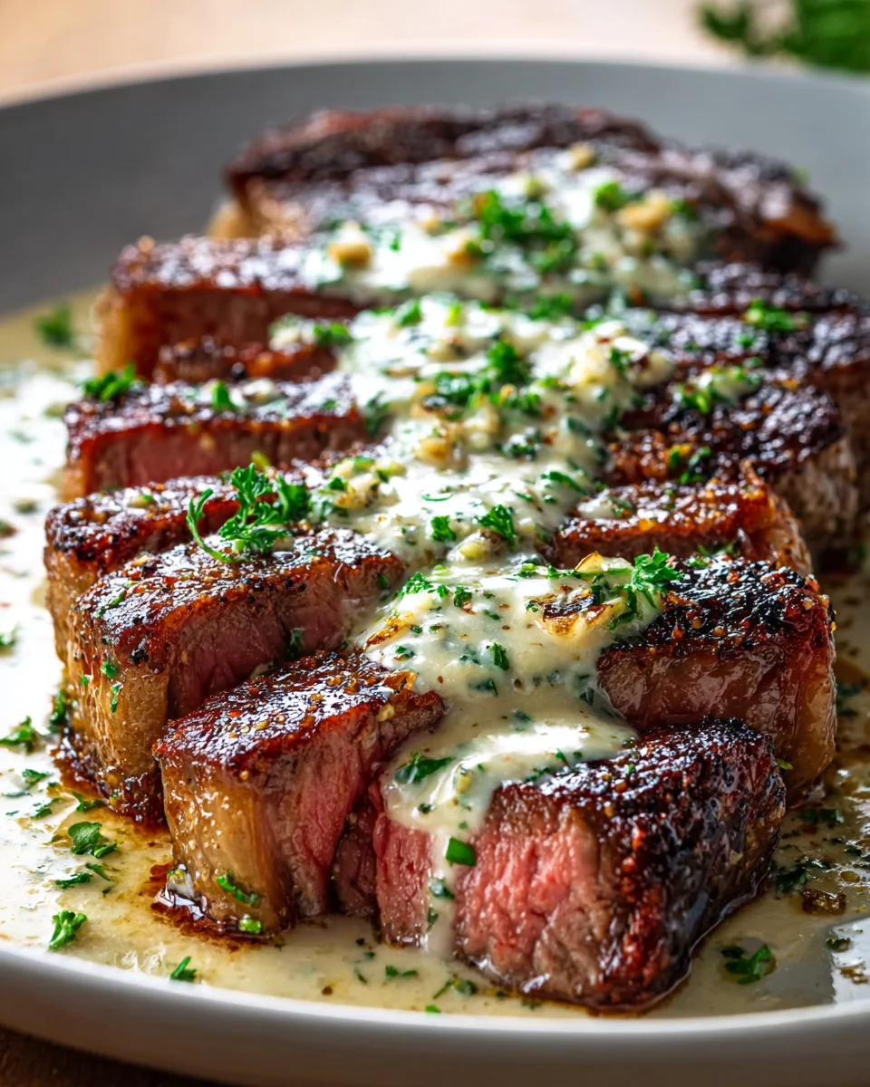 Irresistible Garlic Butter Steak with Parmesan Cream Sauce