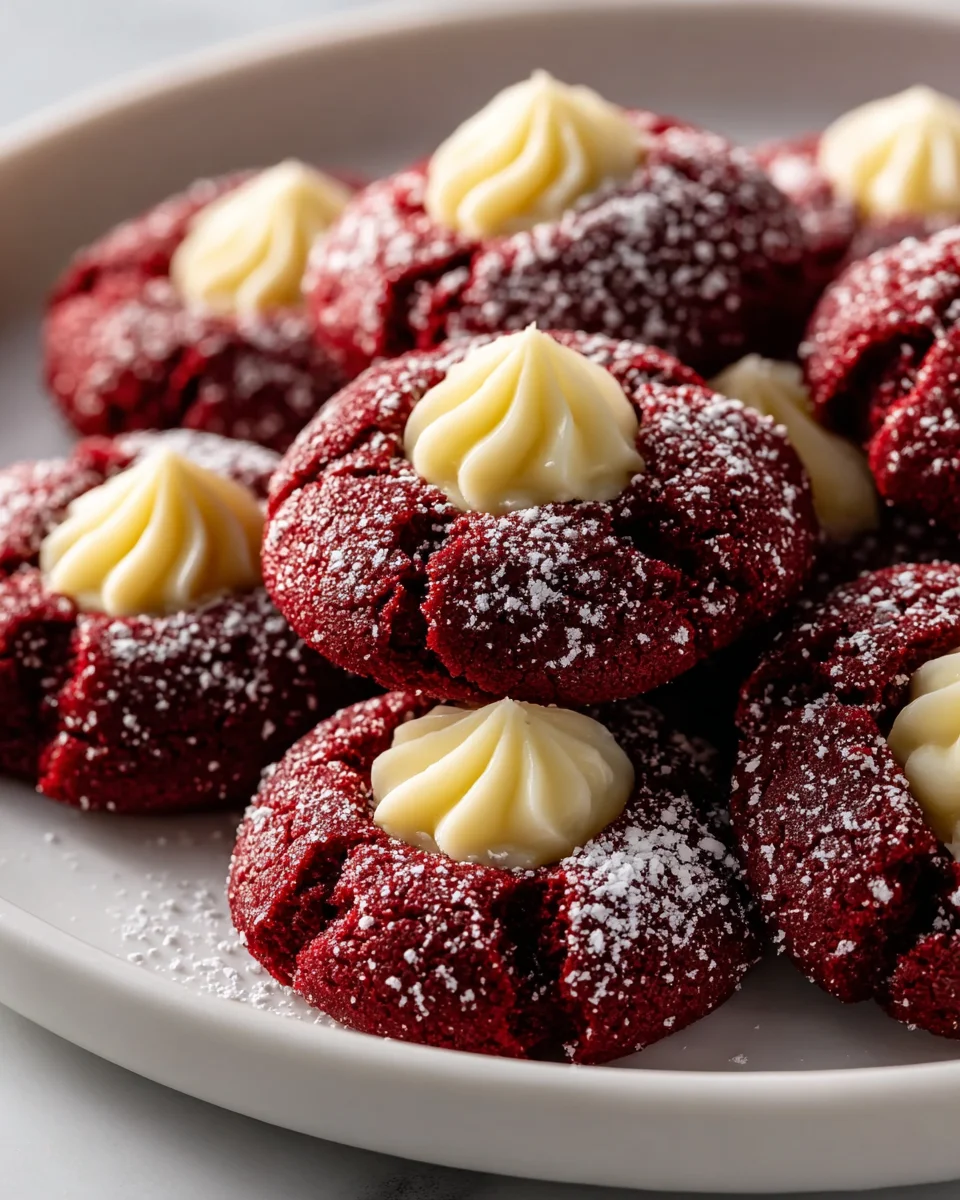 Mouthwatering Red Velvet Cream Cheese Thumbprint Cookies