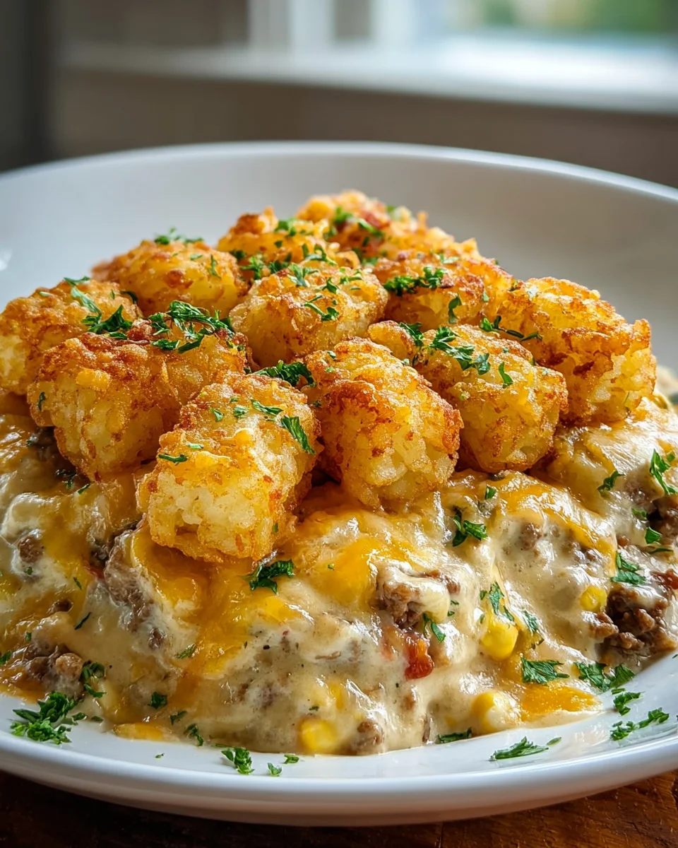 Cowboy Casserole: Hearty Ground Beef, Corn & Tots Recipe