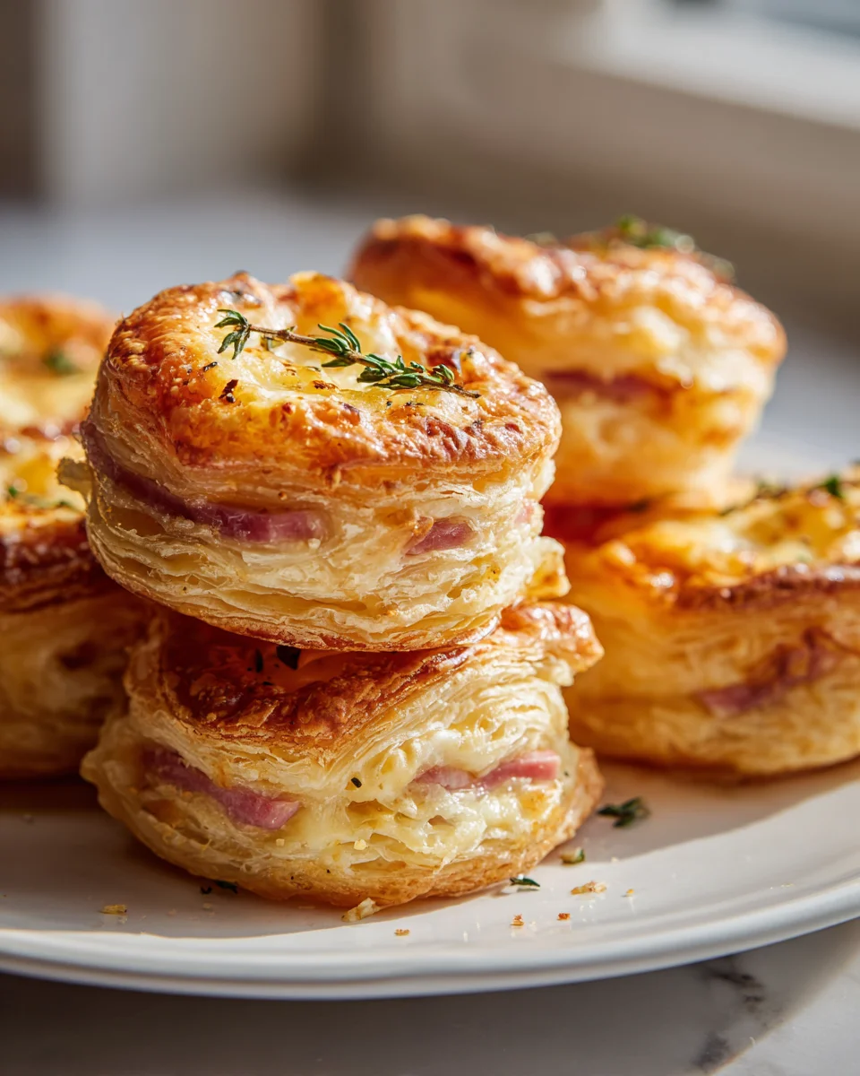 Delicious Crispy Beef Ham & Cheese Puff Pastry Stacks