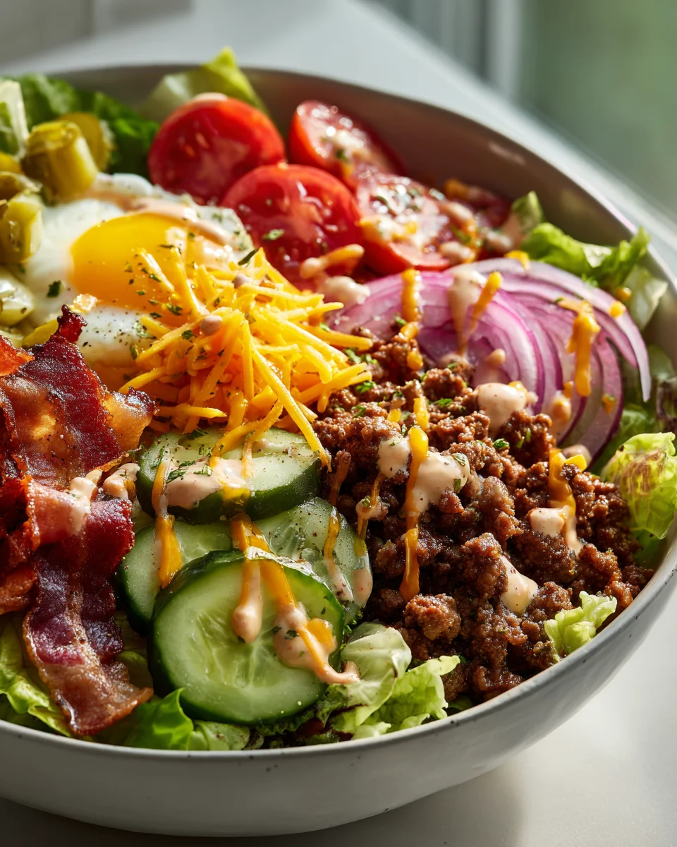 High Protein Low Carb Cheeseburger Bowls - Beef Meal Prep!