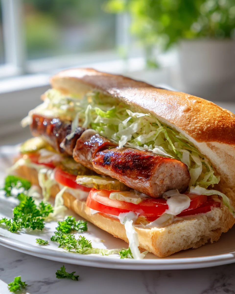 Best Grilled Cajun Beef Sausage Po’ Boy Sandwiches
