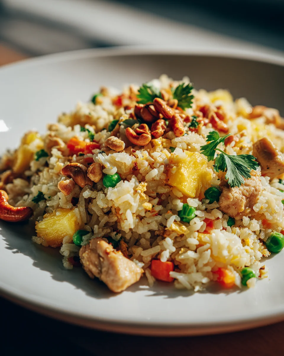 Pineapple Chicken Fried Rice with Cashews - A Tropical Delight