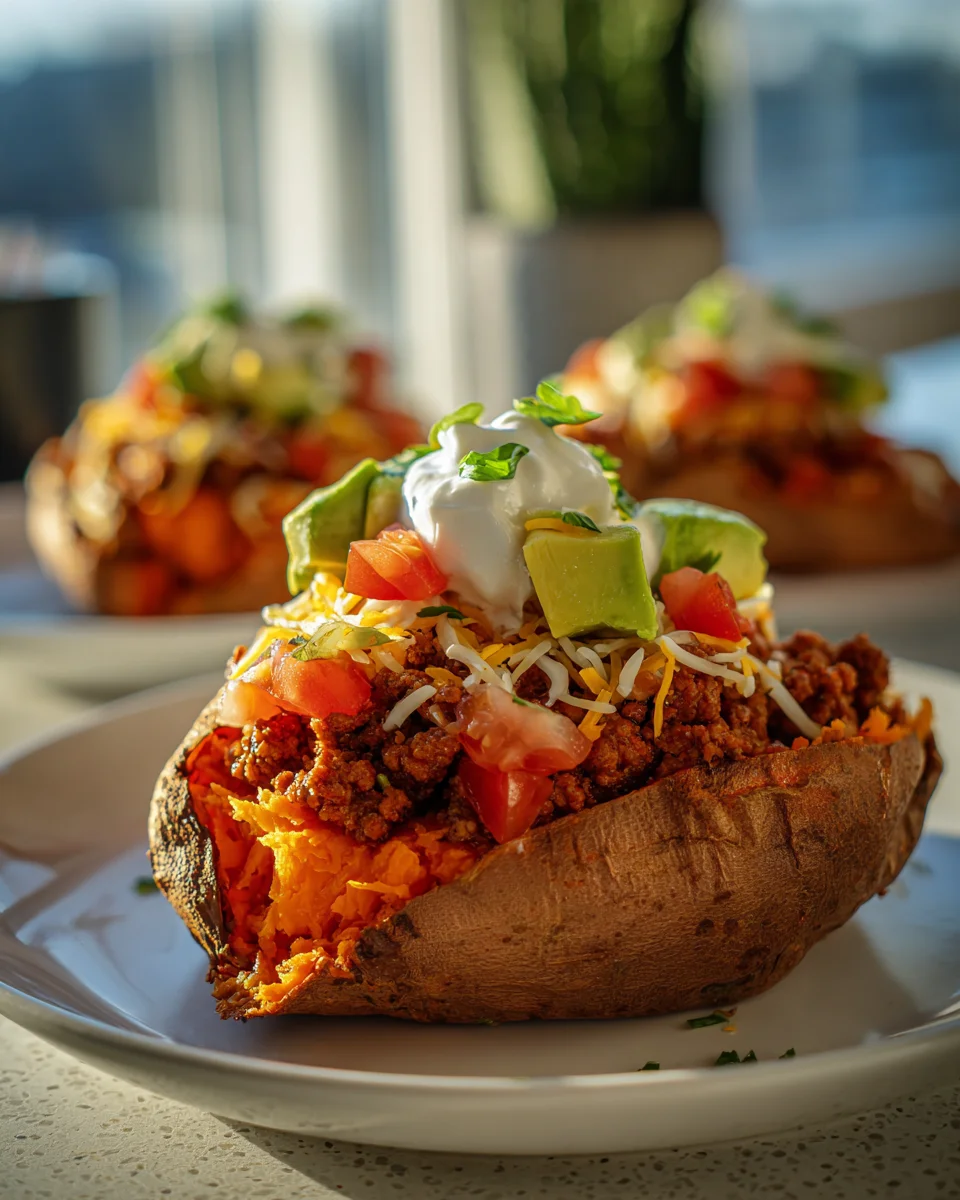 Flavorful Beef Taco Stuffed Sweet Potatoes - Quick & Healthy