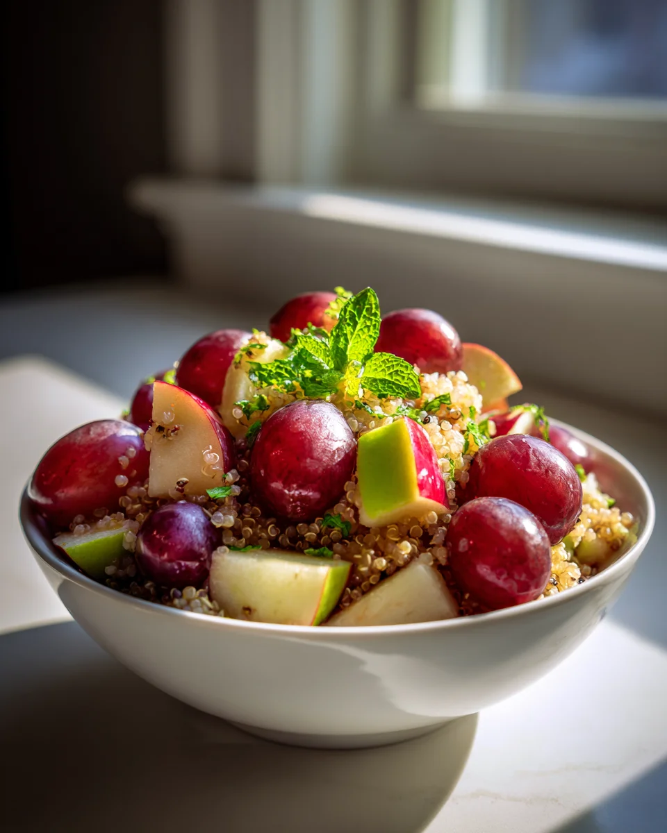 Delicious Cinnamon Apple Grape Quinoa Harvest Bowl