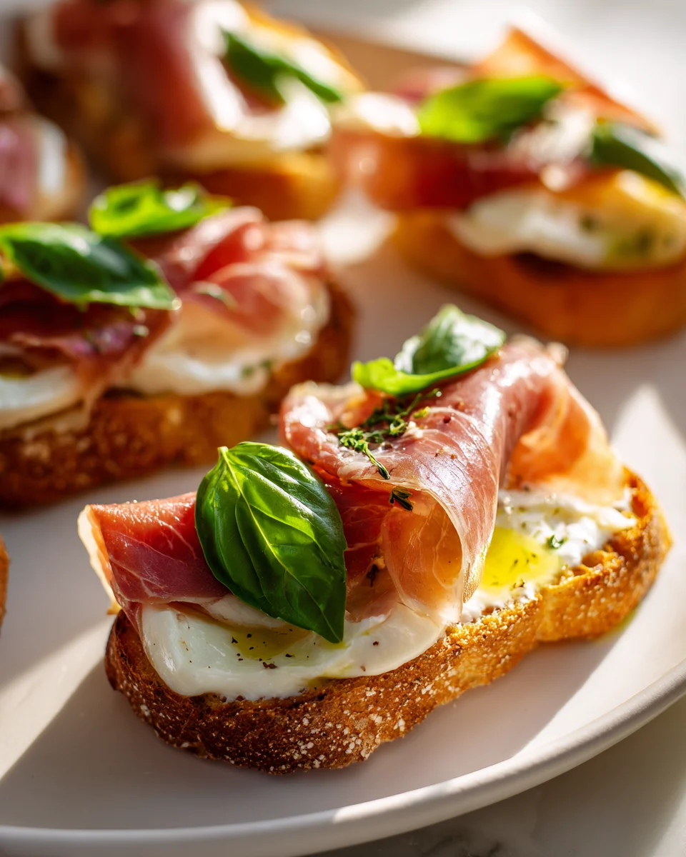Delicious Mozzarella & Beef Prosciutto Crostini Recipe