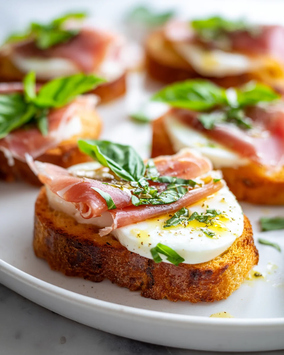 Delicious Mozzarella & Beef Prosciutto Crostini Recipe