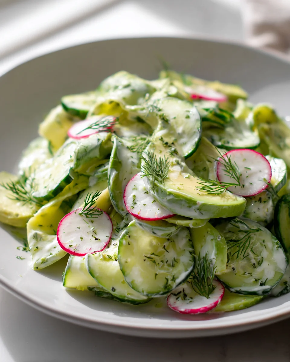Creamy Fresh Cucumber Avocado Salad - Quick & Delicious