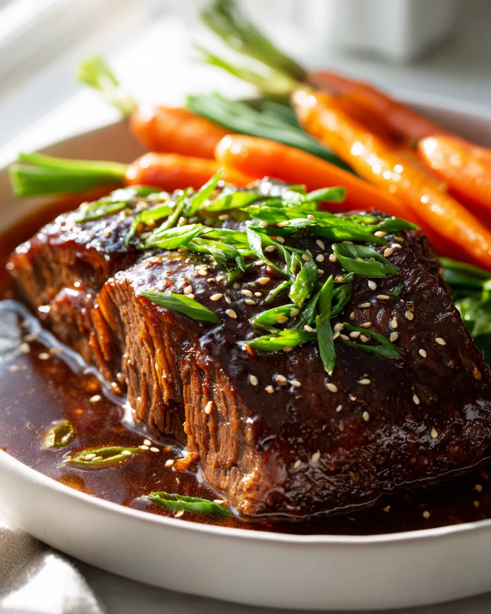 Slow Cooker Korean Beef Pot Roast with Soy Garlic Gravy