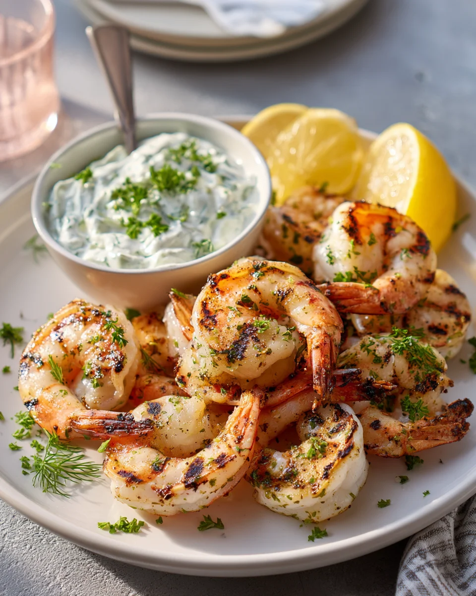Mediterranean Grilled Shrimp with Tzatziki Sauce