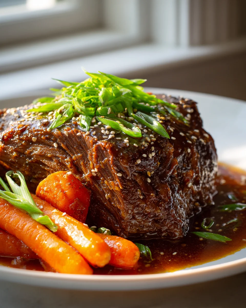 Slow Cooker Korean Beef Pot Roast with Soy Garlic Gravy