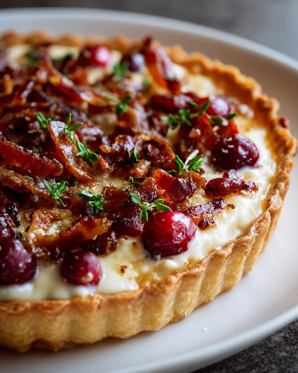 Cranberry Brie Tart with Savory Beef Pancetta & Thyme