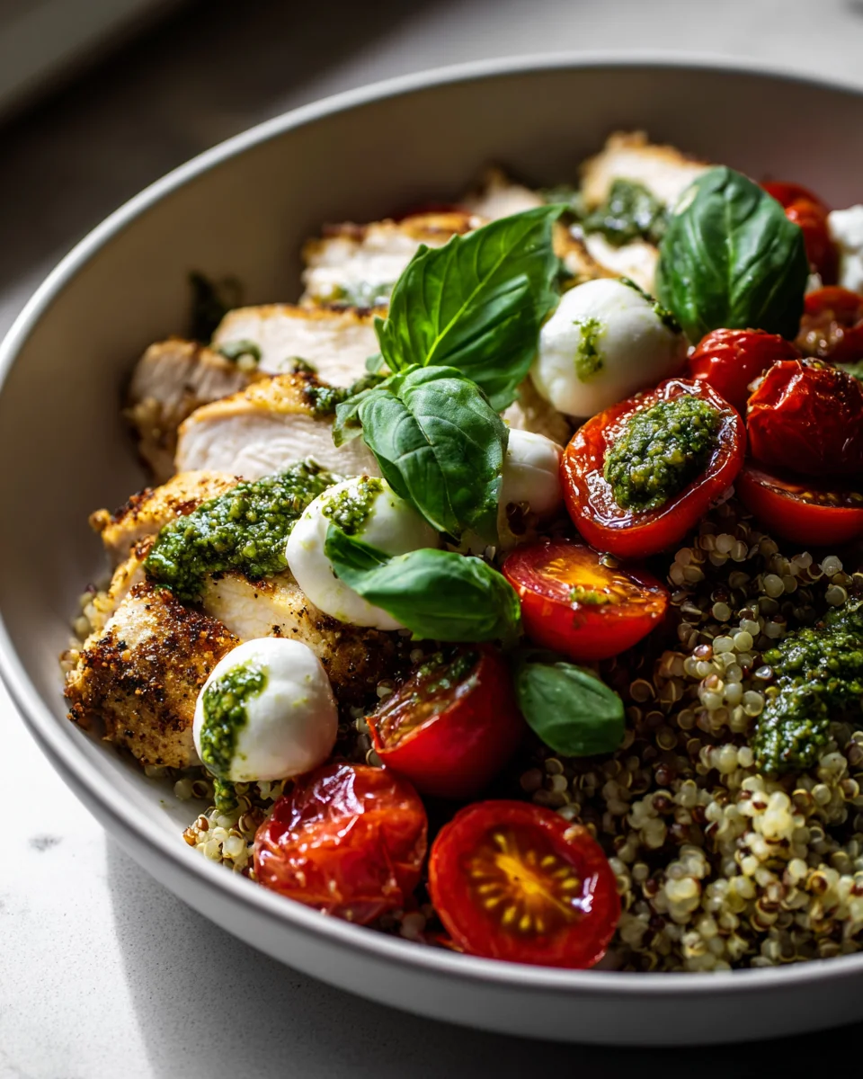 Delicious Pesto Chicken Caprese Grain Bowl Recipe