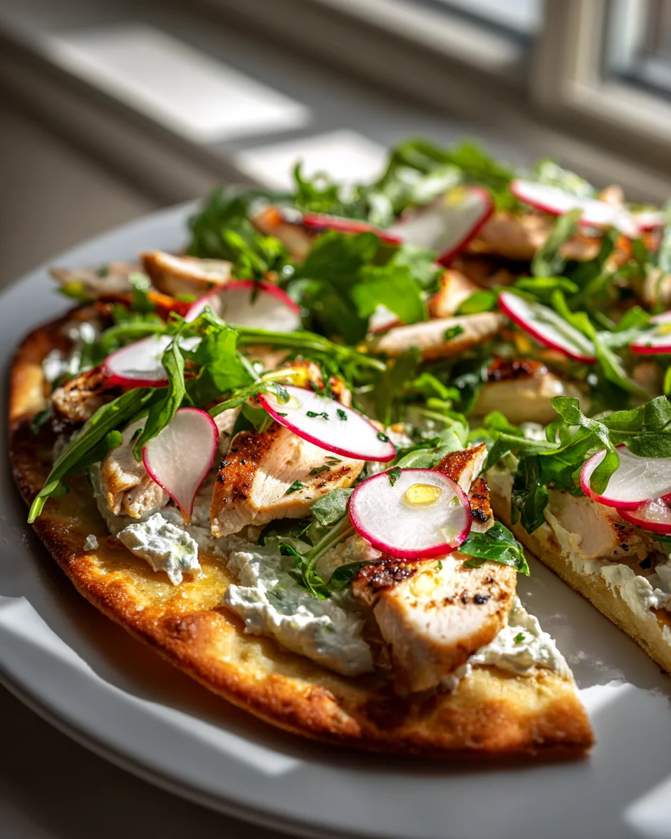 Zesty Lemon Herb Chicken Flatbread with Creamy Feta