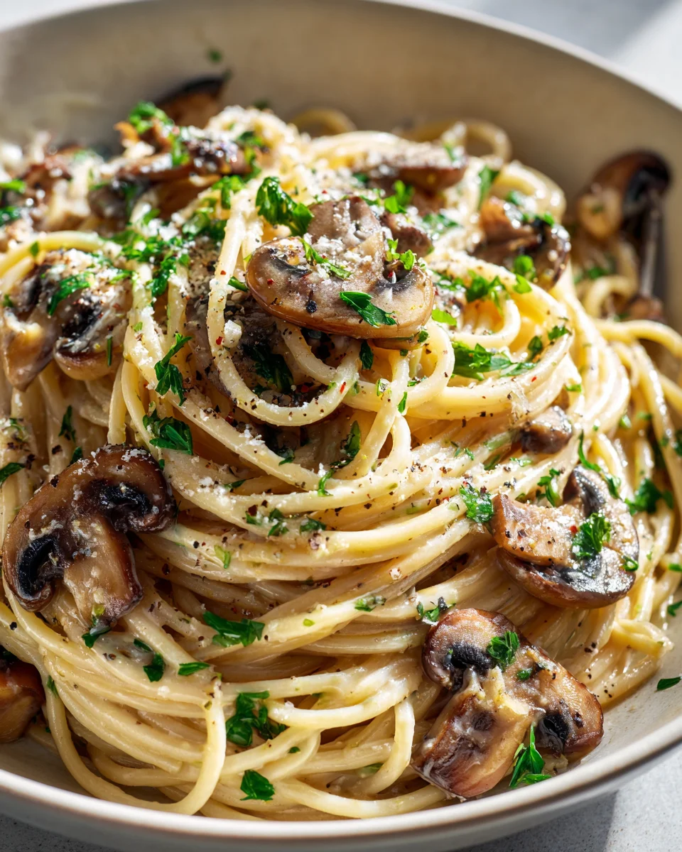 Delicious Creamy Mushroom Carbonara - Vegetarian Recipe