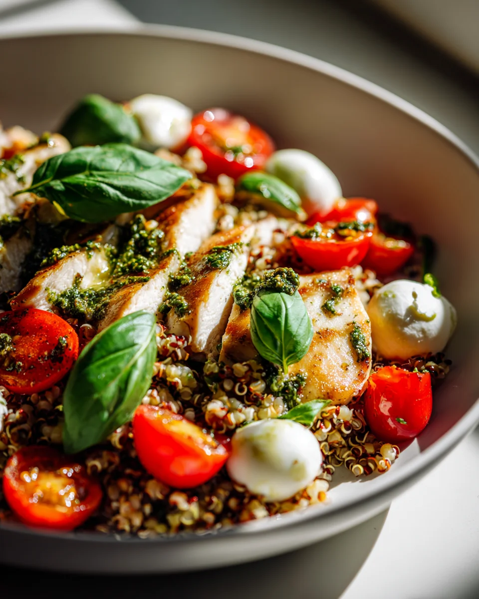 Delicious Pesto Chicken Caprese Grain Bowl Recipe