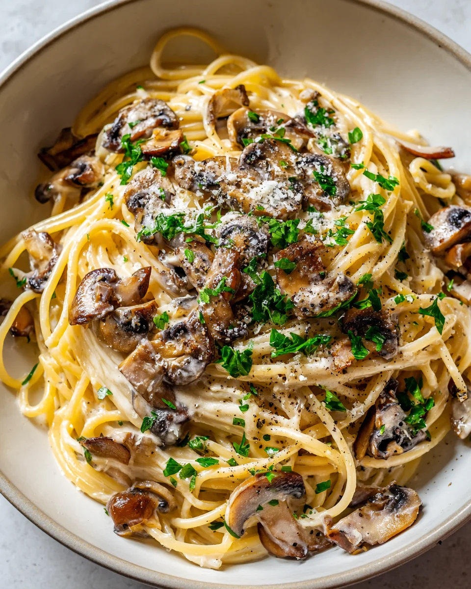 Delicious Creamy Mushroom Carbonara - Vegetarian Recipe
