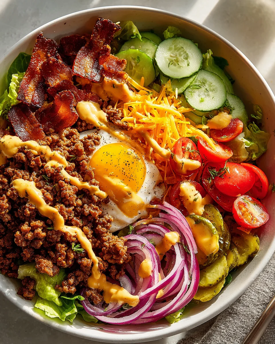 High Protein Low Carb Cheeseburger Bowls - Beef Meal Prep!