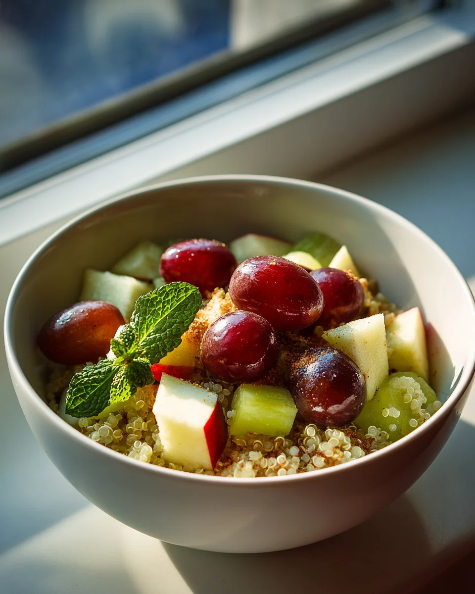 Delicious Cinnamon Apple Grape Quinoa Harvest Bowl