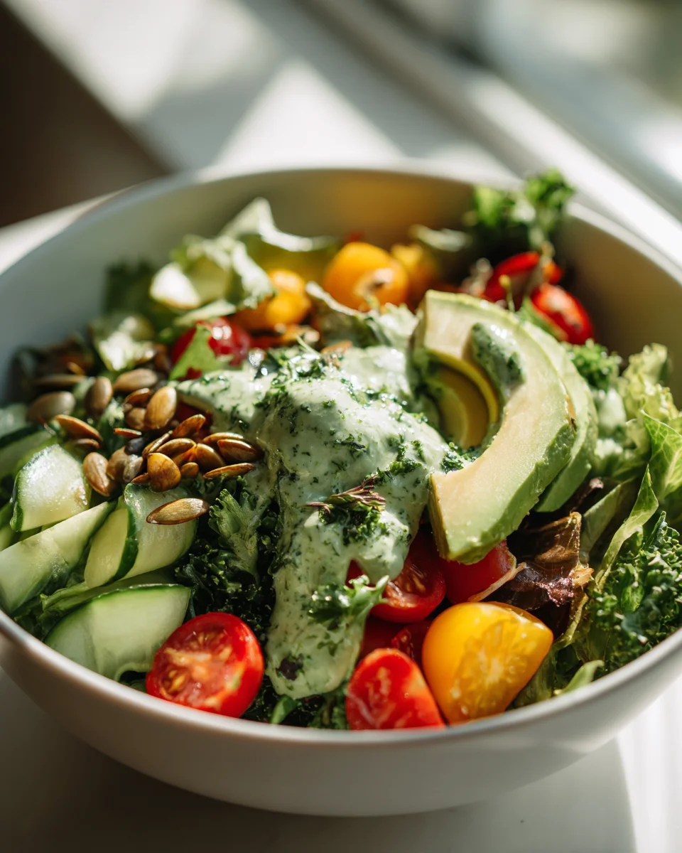 Healthy Green Goddess Veggie Bowl with Creamy Herb Dressing