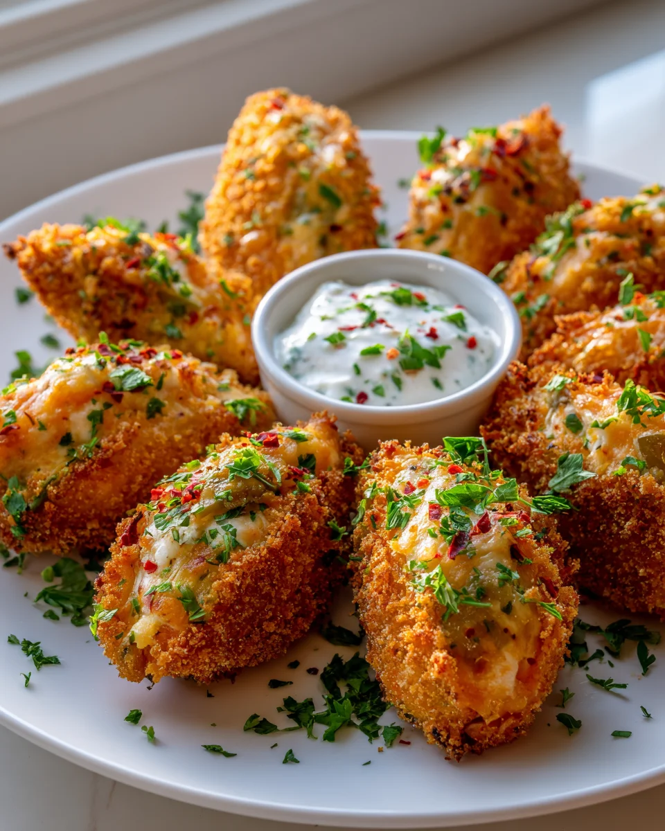 Easy Cheesy Jalapeno Ranch Chicken Poppers w/ Creamy Dip