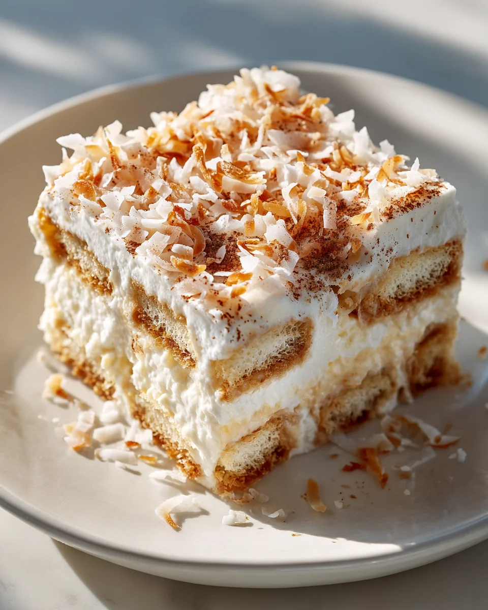 Delicious Coconut Rum Coquito Tiramisu (Non-Alcoholic)