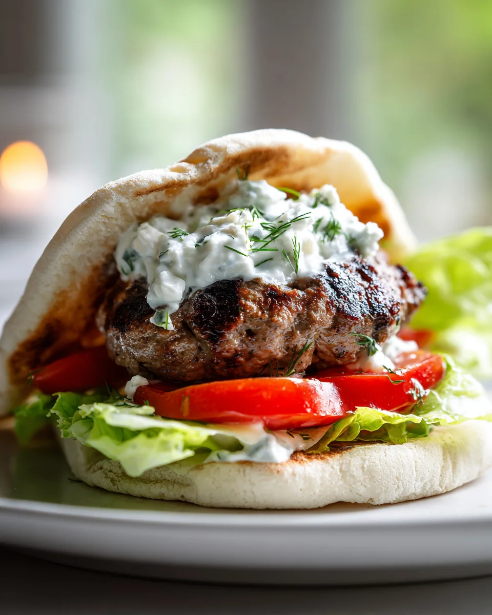 Delicious Greek Lamb Burger: Tzatziki & Cucumber