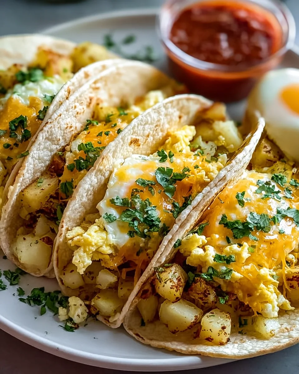 Quick & Easy Potato Egg & Cheese Breakfast Tacos Recipe