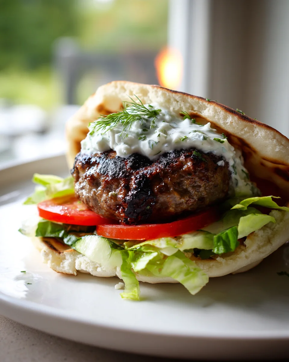 Delicious Greek Lamb Burger: Tzatziki & Cucumber