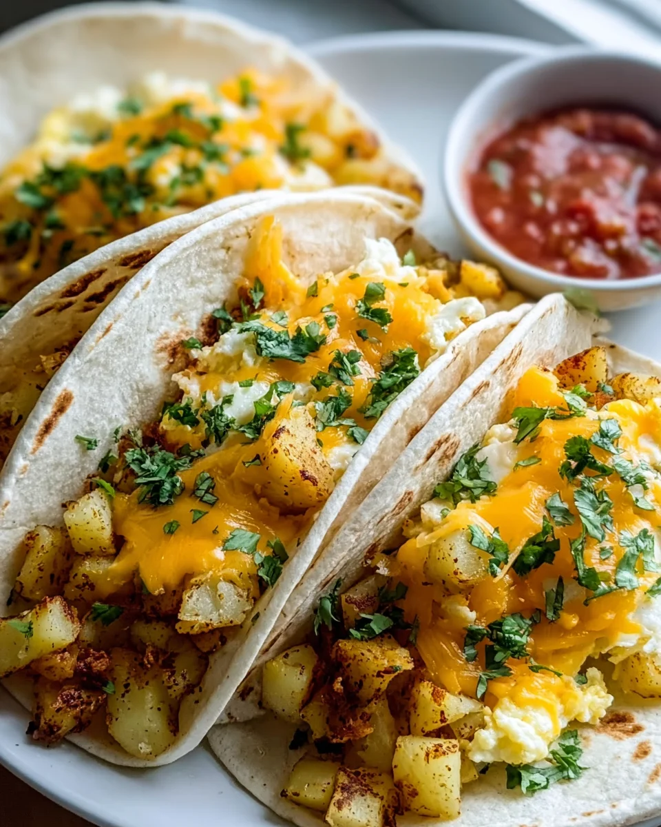 Quick & Easy Potato Egg & Cheese Breakfast Tacos Recipe