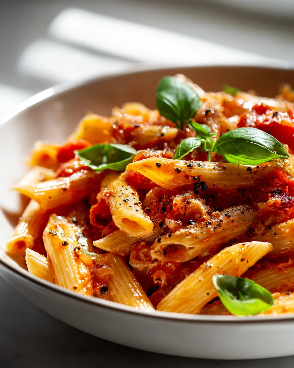 Tomato Garlic Ricotta Penne with Basil: Easy Flavorful Recipe