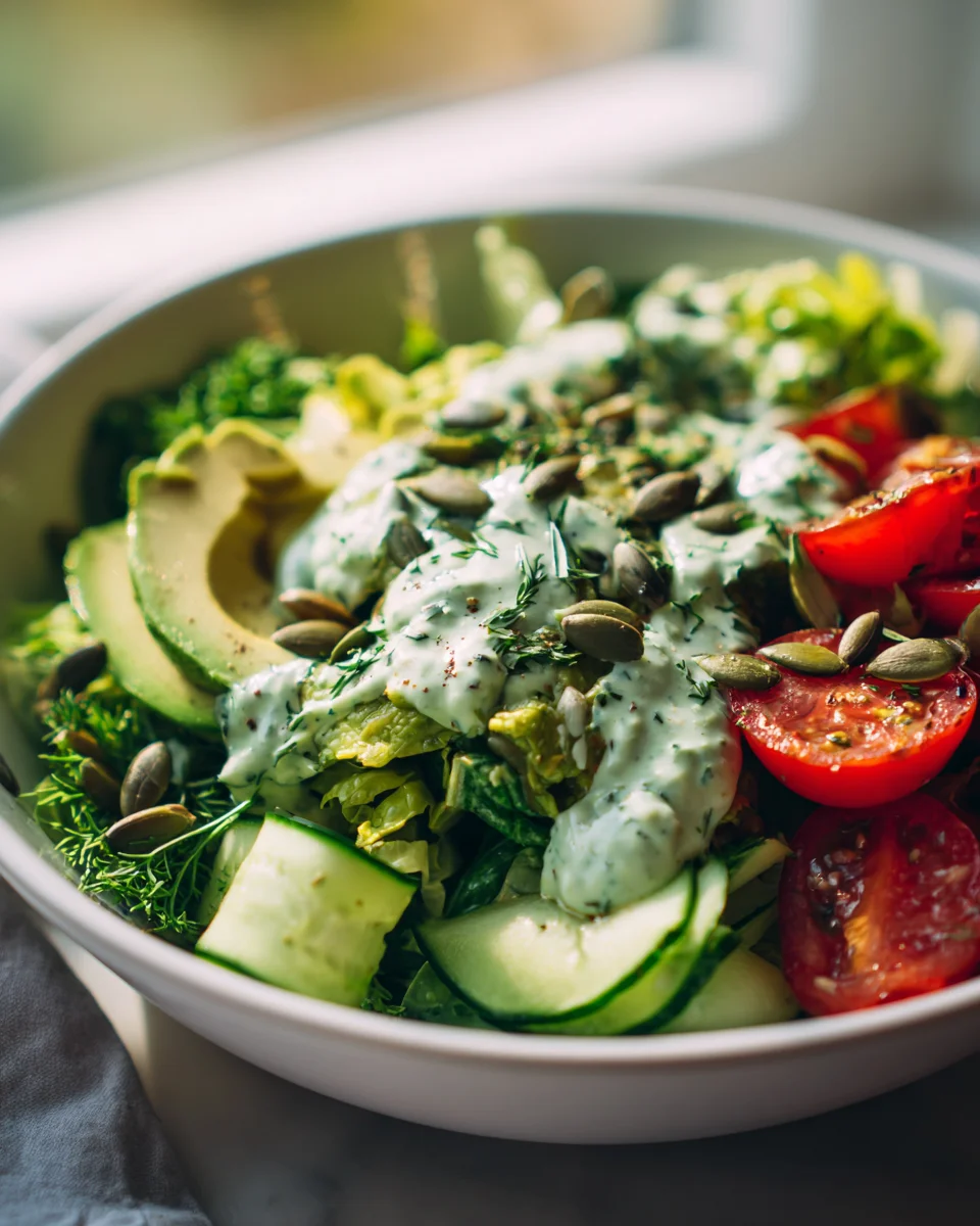 Healthy Green Goddess Veggie Bowl with Creamy Herb Dressing