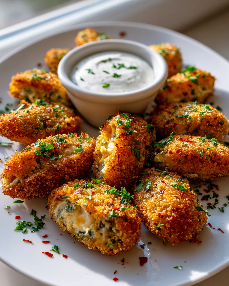 Easy Cheesy Jalapeno Ranch Chicken Poppers w/ Creamy Dip