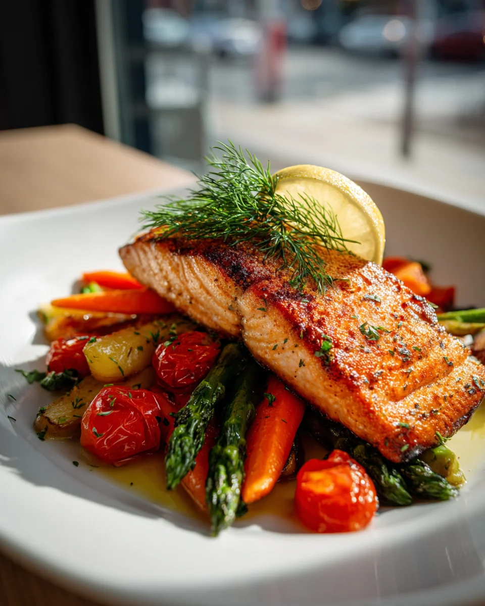 Grilled Salmon with Roasted Vegetables: Healthy Dinner Delight