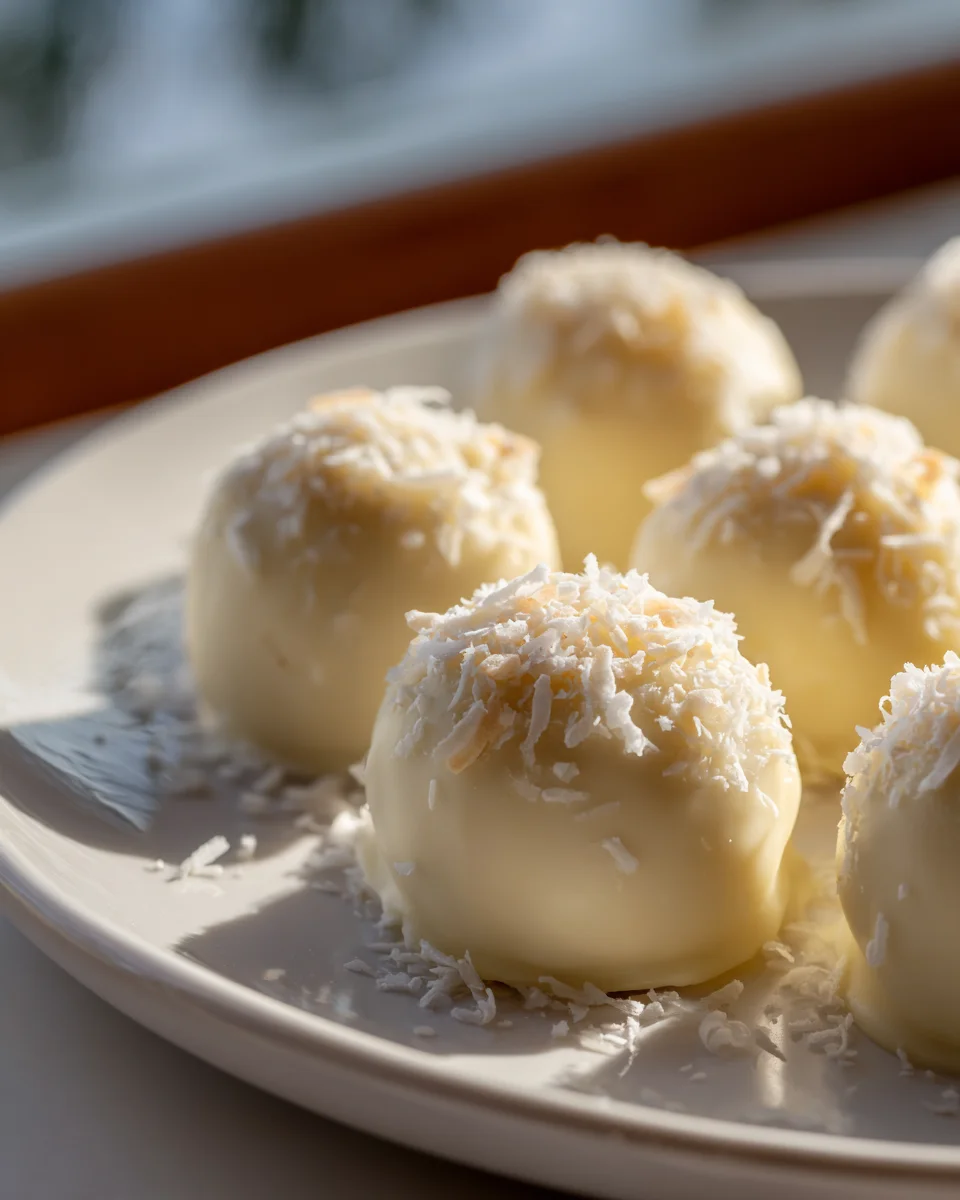 Easy White Chocolate Snowball Truffles with Condensed Milk