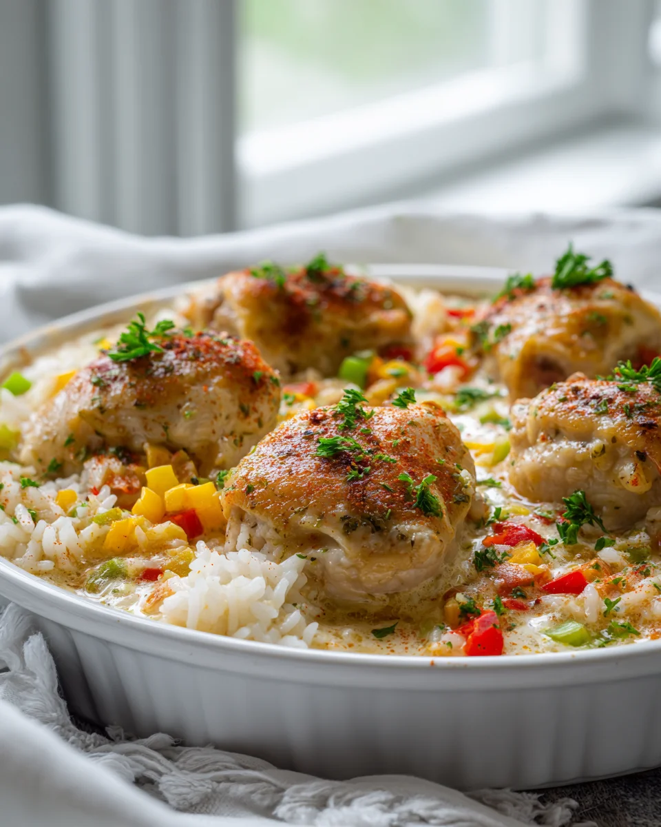 One Pot Angel Chicken & Rice Bake: Quick & Easy Dinner!