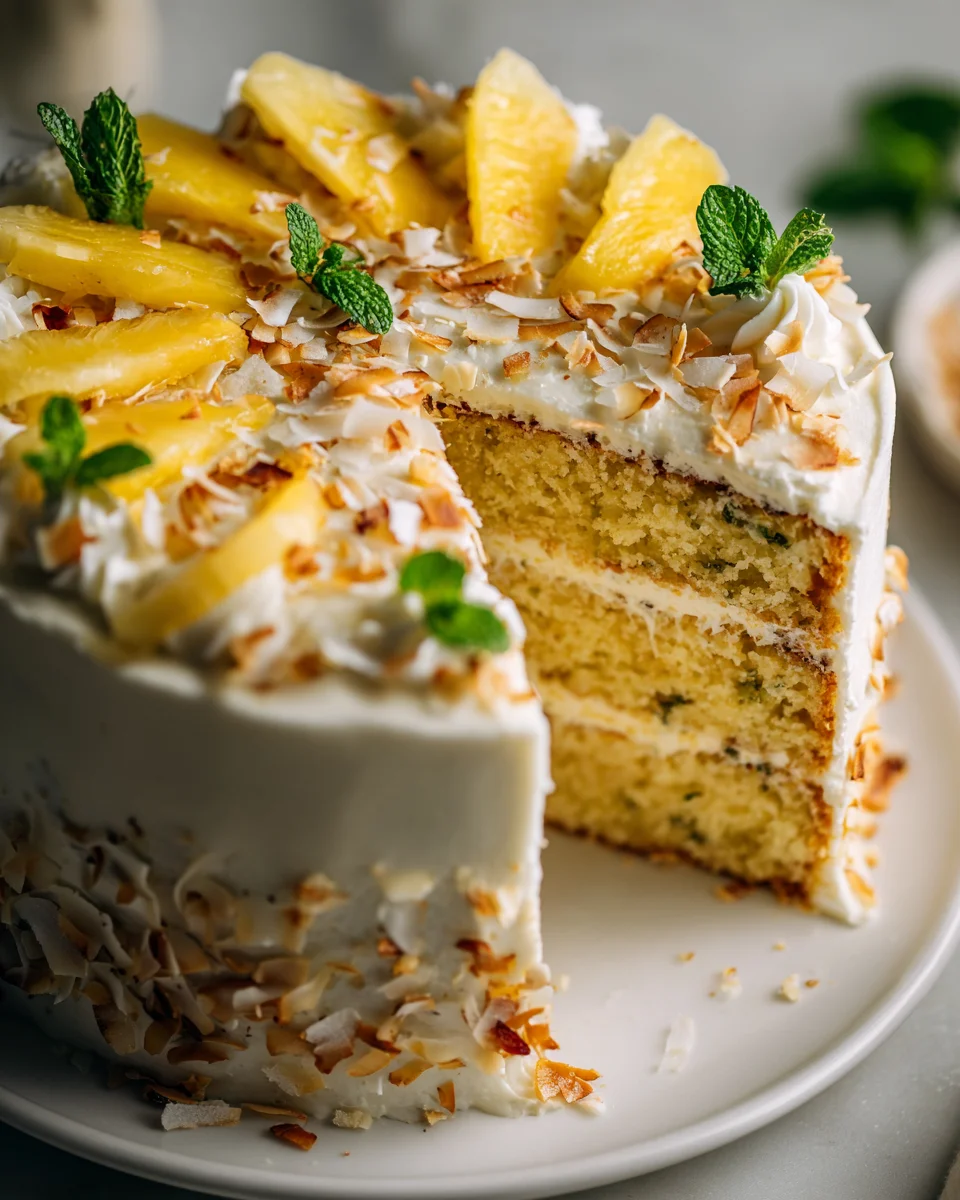 Delicious Coconut Pineapple Tropical Birthday Cake Recipe