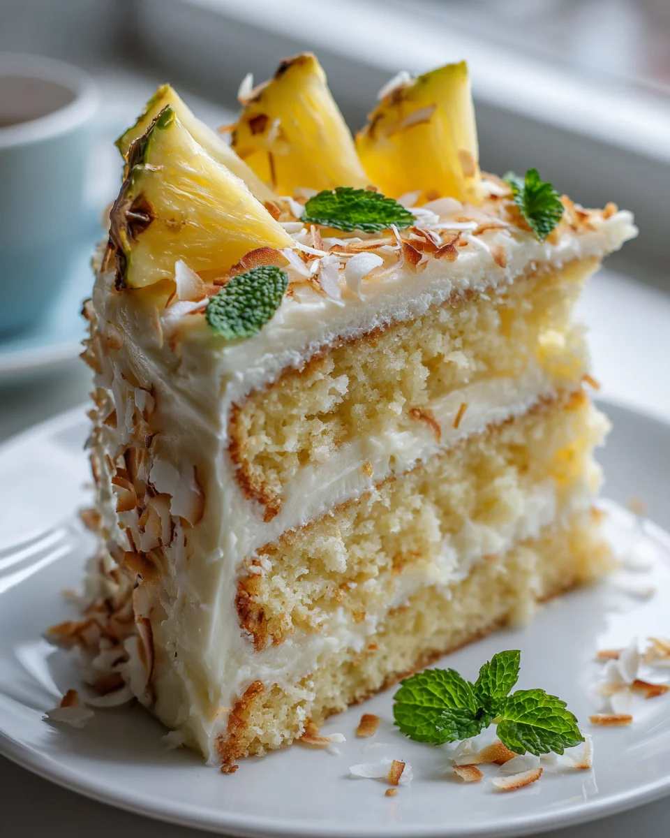 Delicious Coconut Pineapple Tropical Birthday Cake Recipe