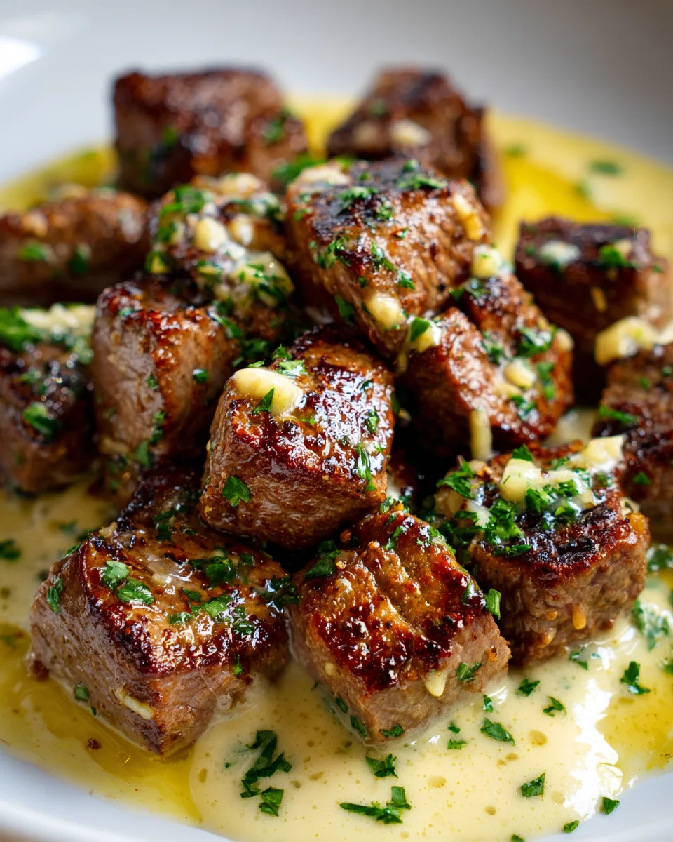 Steak Bites: Ultimate Garlic Butter & Creamy Parmesan Sauce