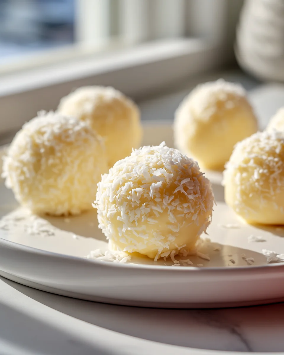 Easy White Chocolate Snowball Truffles with Condensed Milk