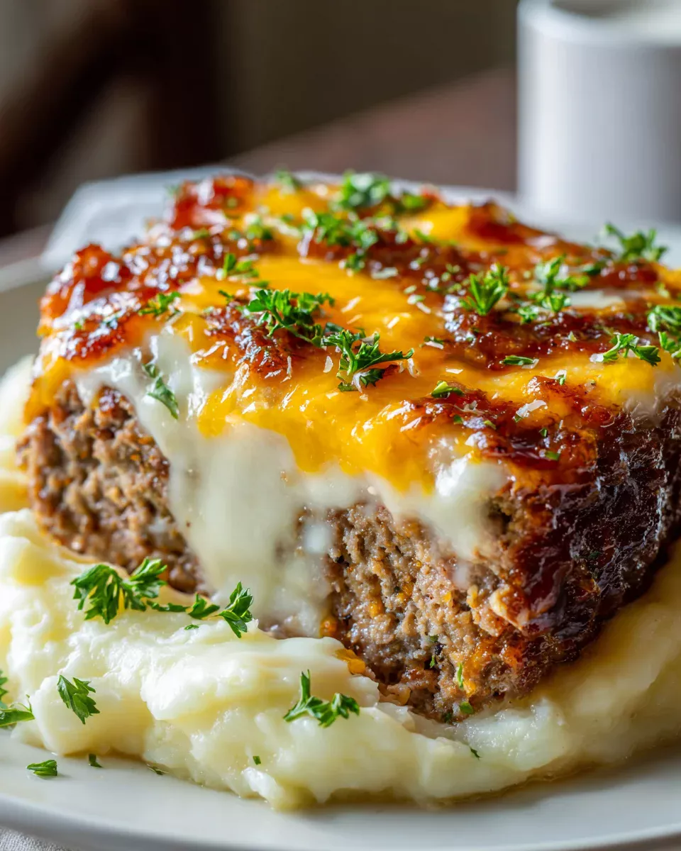 Cheesy Beef Meatloaf with Creamy Mashed Potatoes Recipe