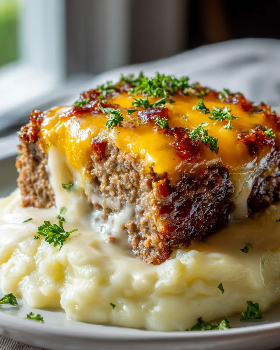 Cheesy Beef Meatloaf with Creamy Mashed Potatoes Recipe