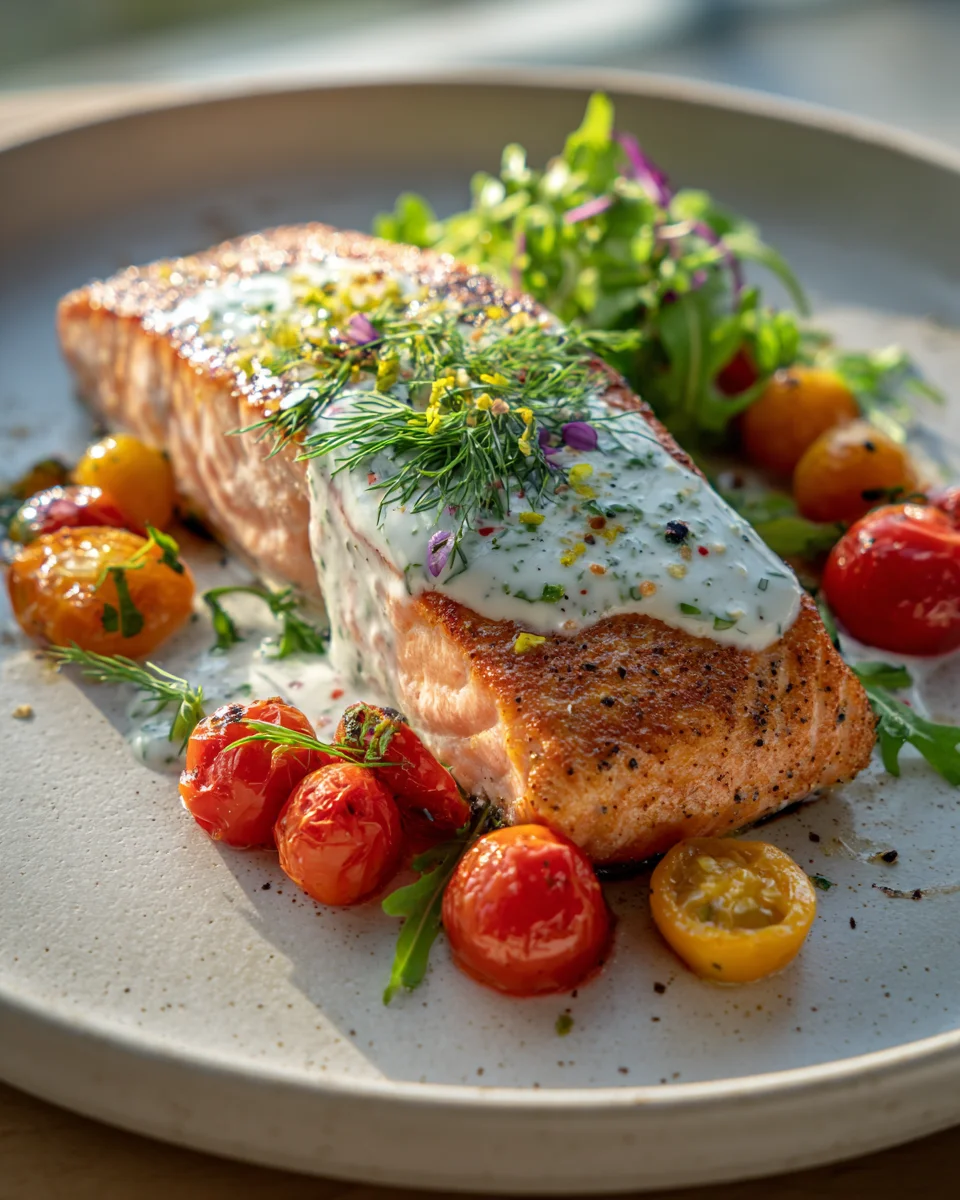 Best Mediterranean Salmon with Zesty Lemon Dill Yogurt