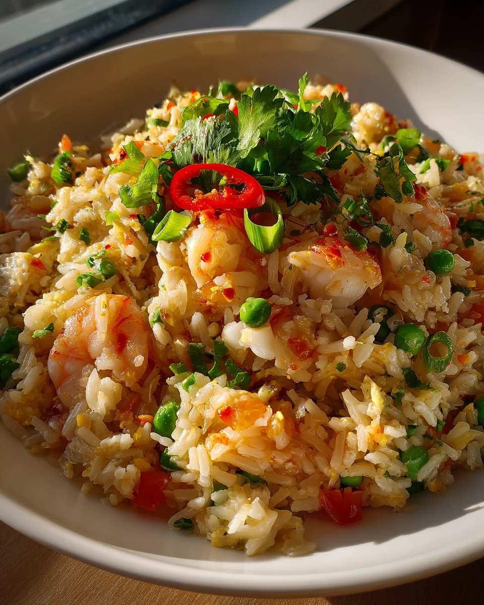 Spicy Crab & Shrimp Fried Rice with Garlic Chili Oil Recipe