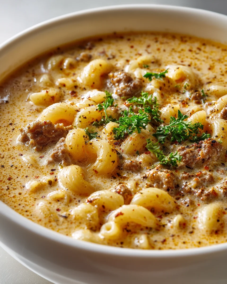 Creamy Beef Macaroni Soup: Hearty & Easy Family Meal