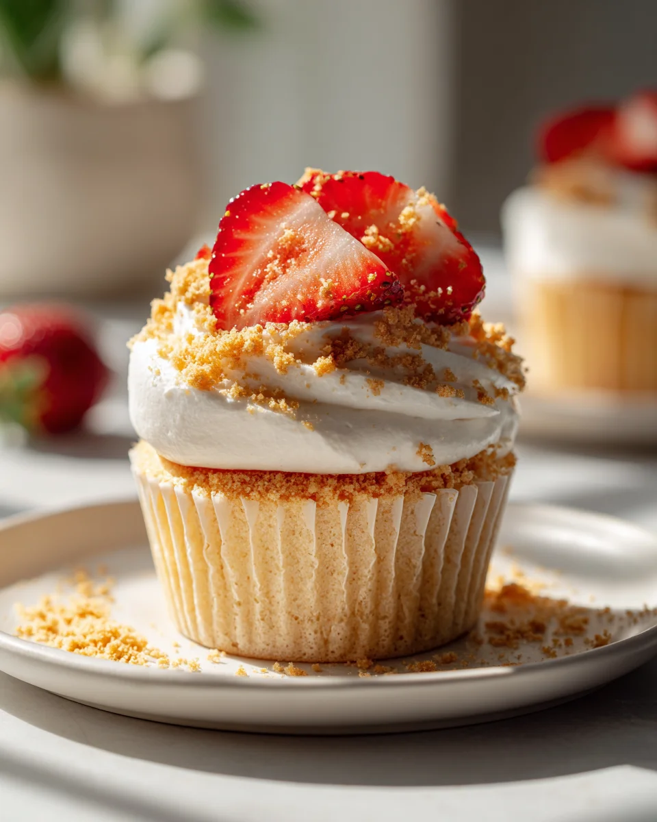 Easy Strawberry Shortcake Crunch Spring Cupcakes Recipe