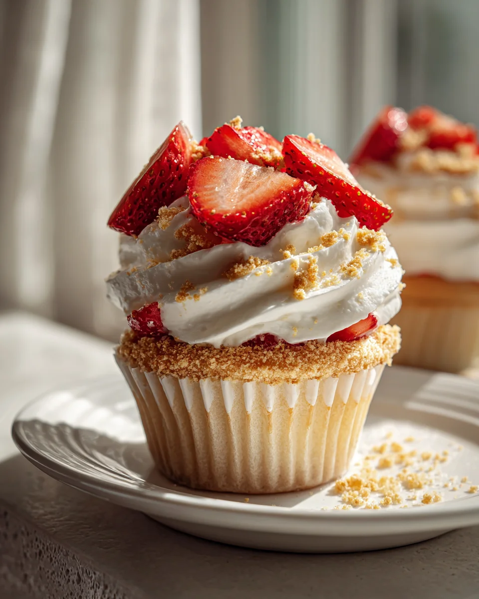 Easy Strawberry Shortcake Crunch Spring Cupcakes Recipe