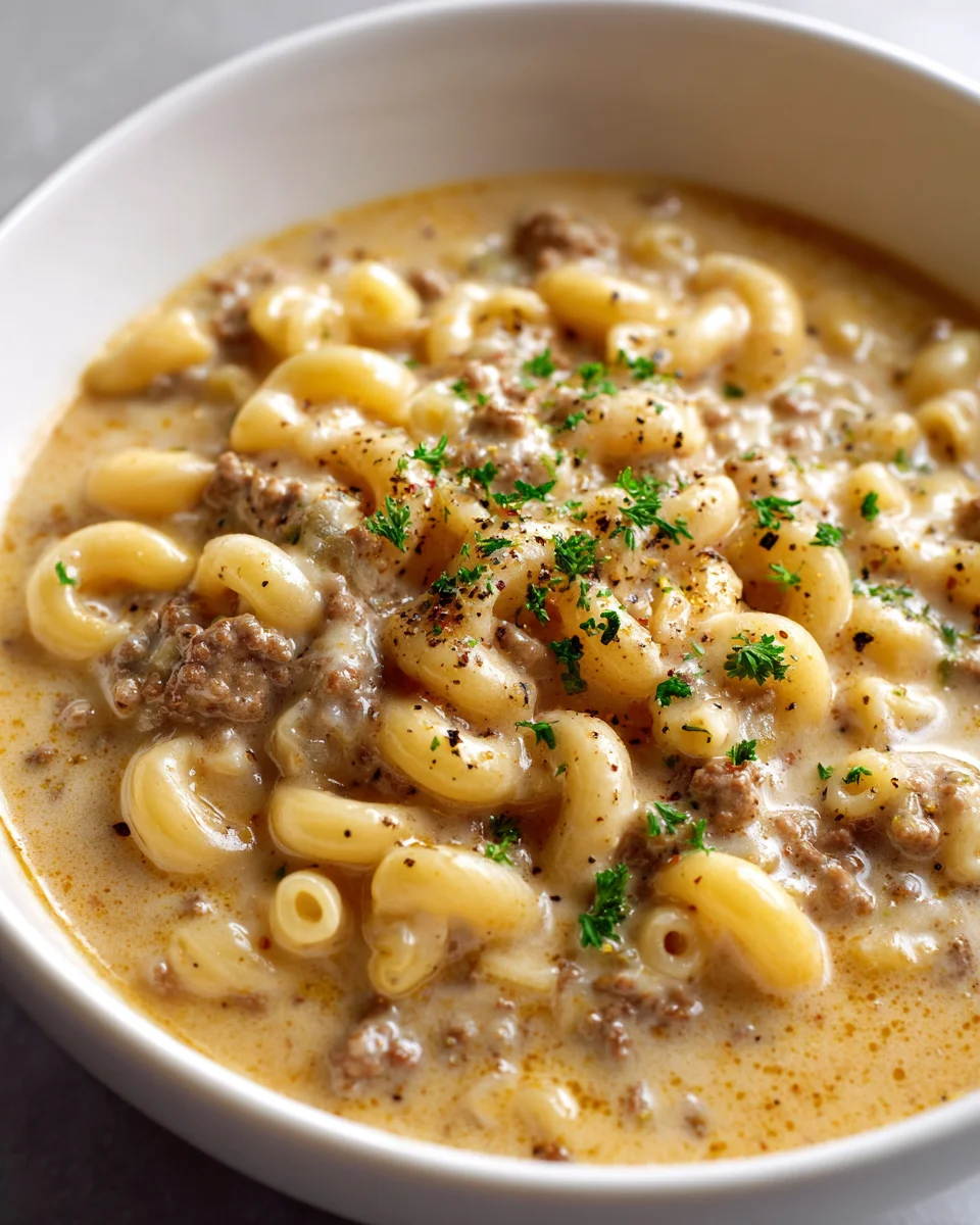 Creamy Beef Macaroni Soup: Hearty & Easy Family Meal