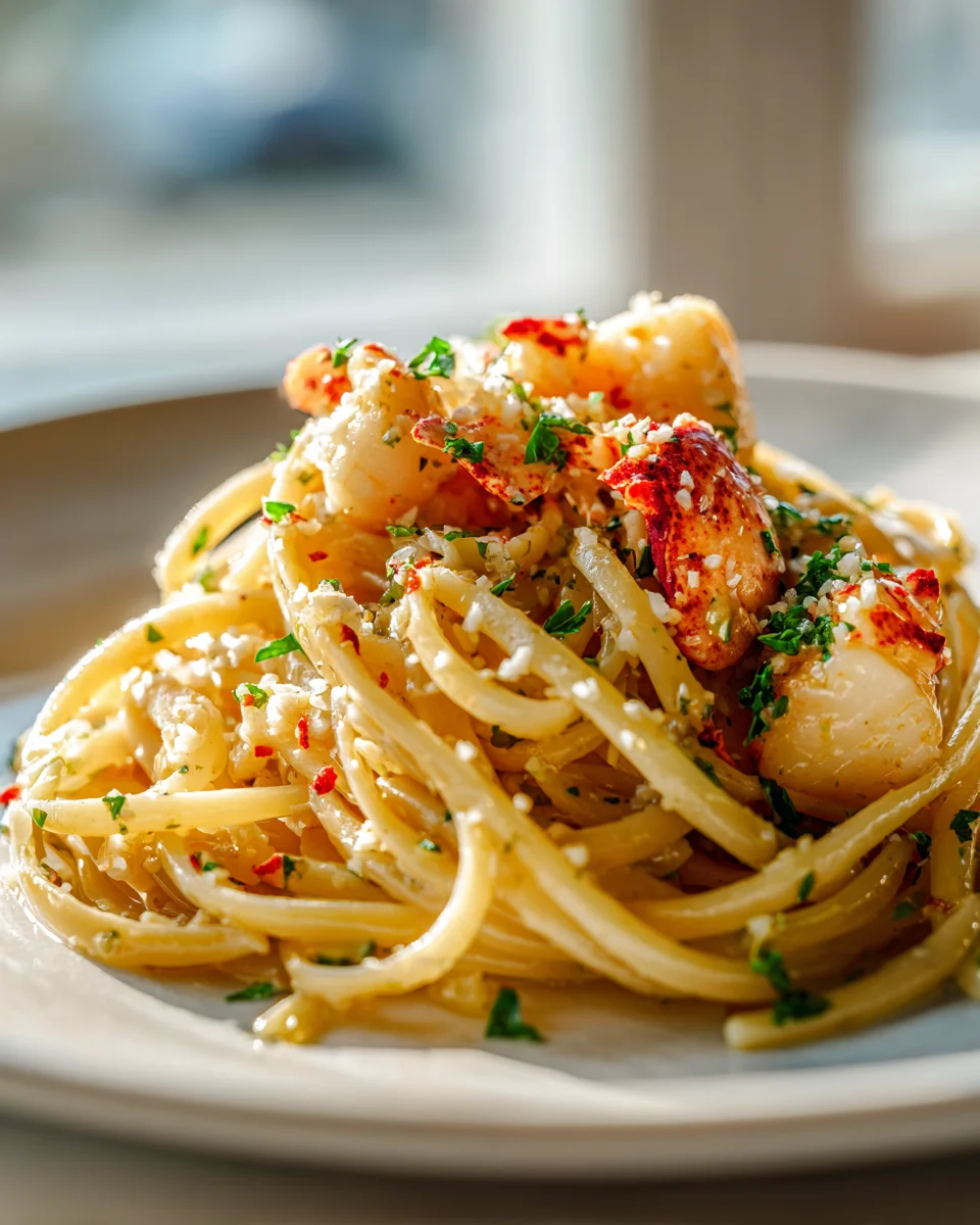 Lobster and Scallop Garlic Butter Linguine Recipe Delight